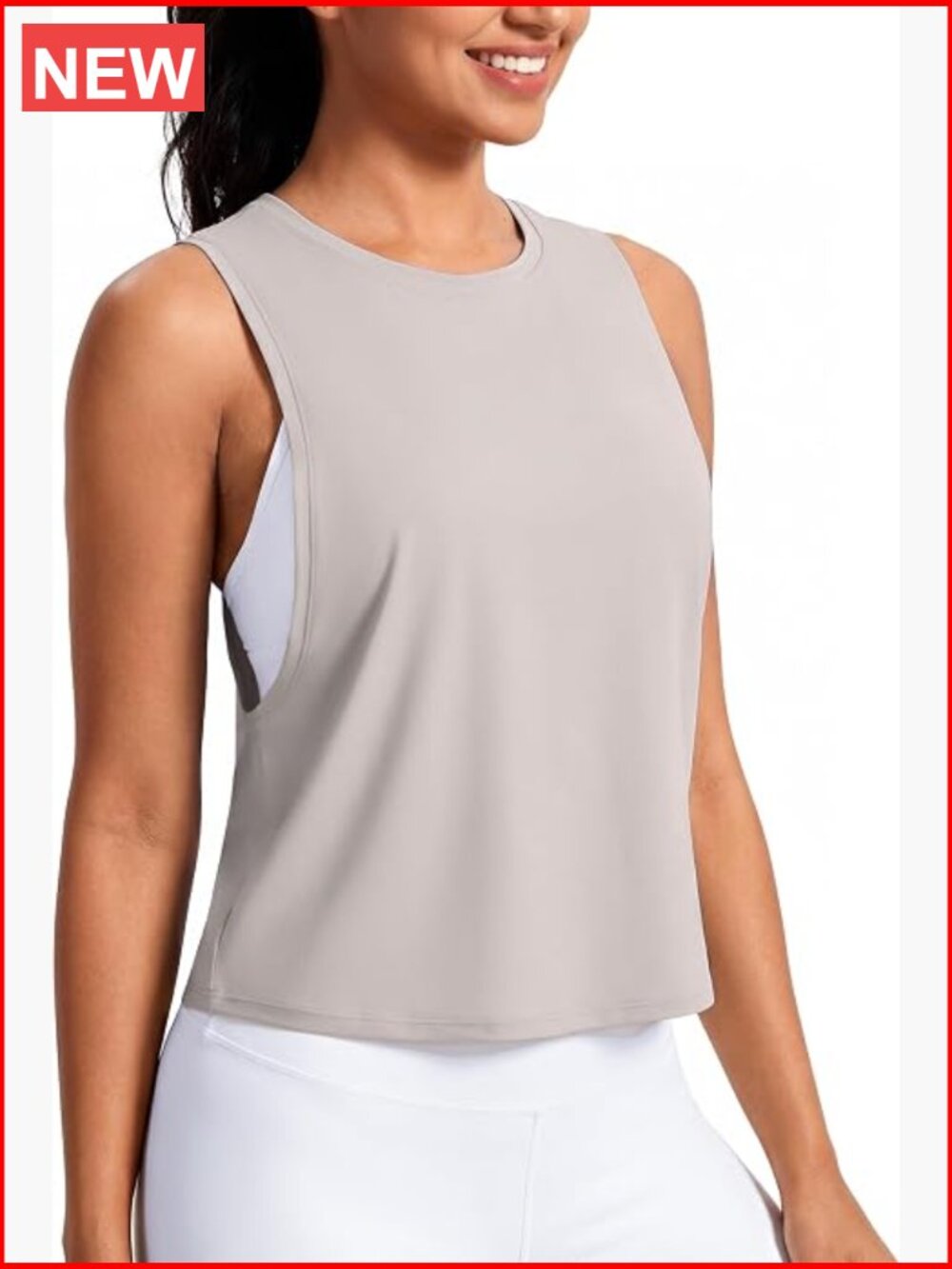 Workout Tank Crop Top UPF50+ Ice Silk Quick Dry Loose Fit Running Yoga Gym